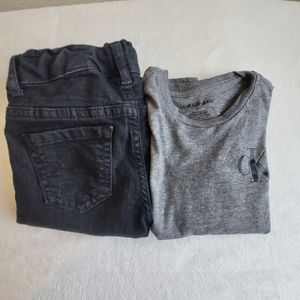 CALVIN KLEIN BOYS LONG SLEEVE SHIRT &THE CHILDREN PLACE JEANS SIZE 5